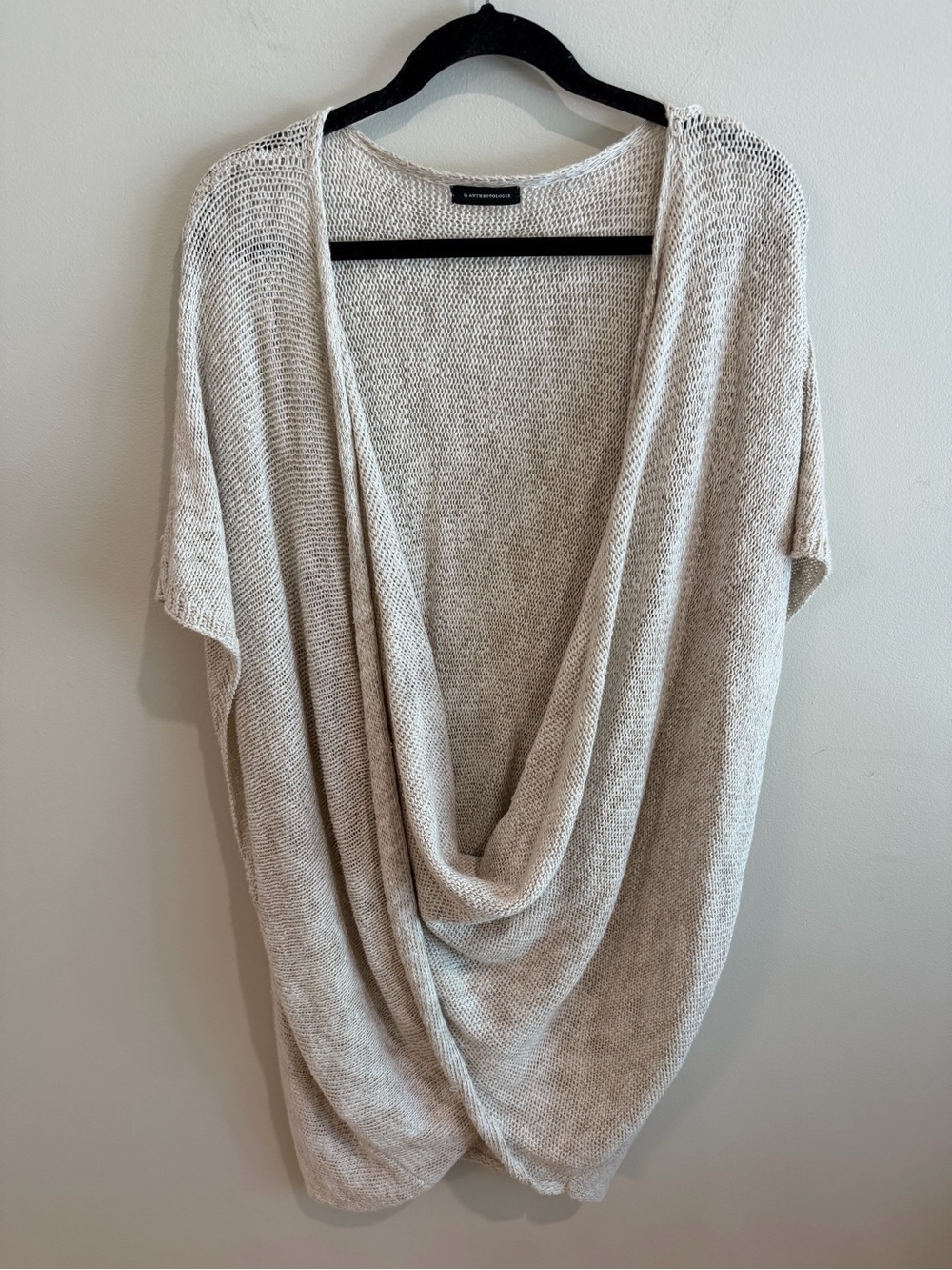 Anthropologie Open-Front Drape Knit Sweater Linen Cotton Blend